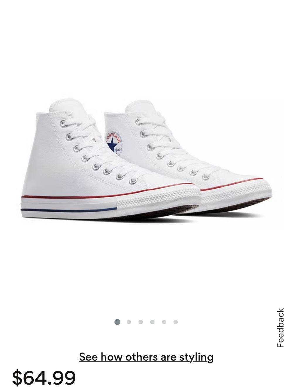 Converse White High-Top Sneakers with Red & Blue Stripe